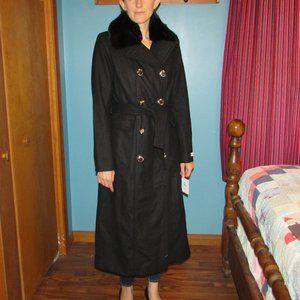 Calvin Klein Wool coat Faux Fur collar Size 4